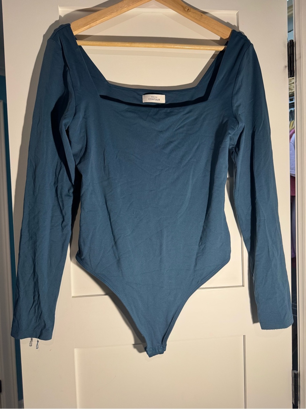 Aritzia Contour Long-Sleeve Square Neck Bodysuit - Teal